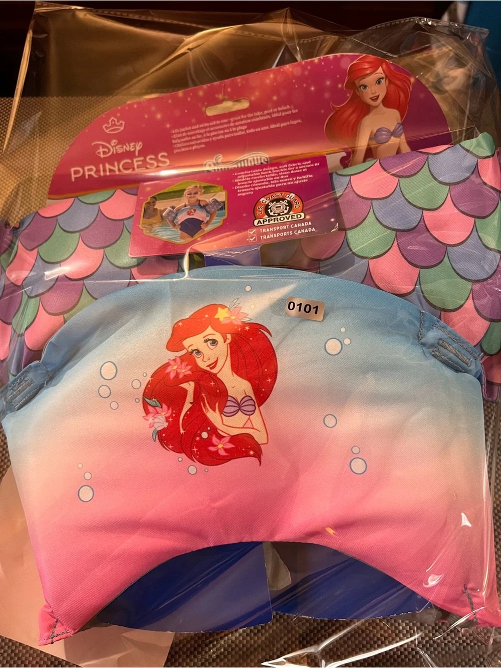Disney Princess Ariel Kids Swim Trainer Life Jacket - Pink & Blue